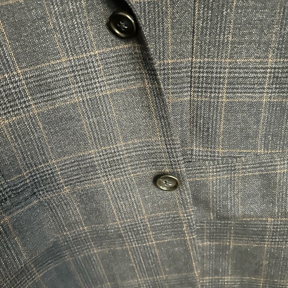 Joseph & Feiss Gold Wool 2 Button Blazer Navy Blue Plaid Pattern XL 44 R - Picture 5 of 14